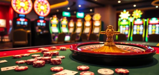 Engaged players at a qh88 casino table with vibrant cards and chips, capturing the thrill of betting.