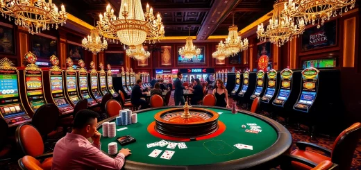 Experience the excitement of the meilleur site de casino en ligne with vibrant gaming tables and slot machines.
