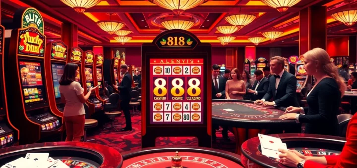 Experience excitement at the Lucky88 slot machine in an upscale casino.
