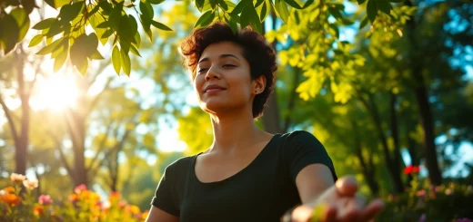 Generate awareness about mental health tips through peaceful meditation in nature.