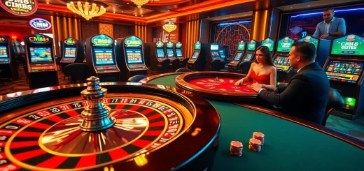 Exciting gambling atmosphere with CM88 branding prominently featured in a casino setting.